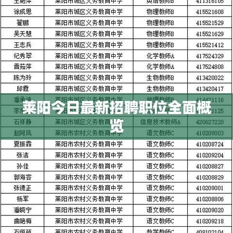 莱阳今日最新招聘职位全面概览