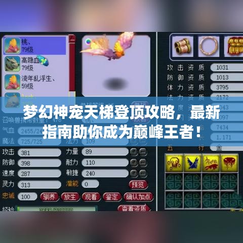 梦幻神宠天梯登顶攻略，最新指南助你成为巅峰王者！