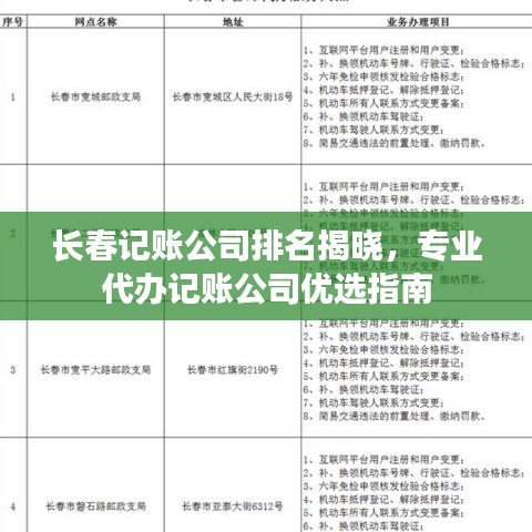 长春记账公司排名揭晓，专业代办记账公司优选指南