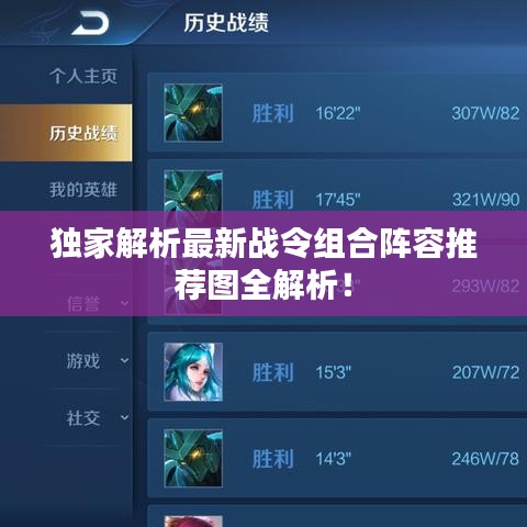 独家解析最新战令组合阵容推荐图全解析！