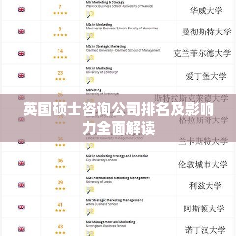 英国硕士咨询公司排名及影响力全面解读