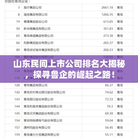 山东民间上市公司排名大揭秘，探寻鲁企的崛起之路！