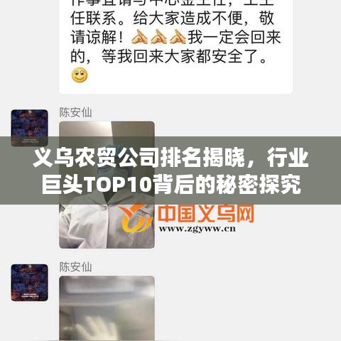 义乌农贸公司排名揭晓，行业巨头TOP10背后的秘密探究