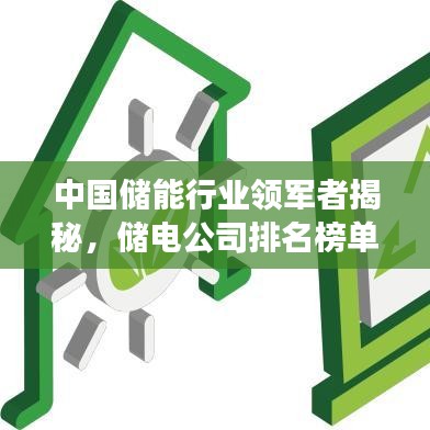 中国储能行业领军者揭秘，储电公司排名榜单重磅出炉！