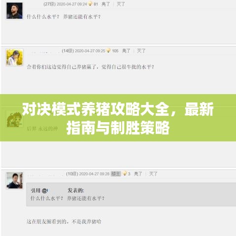 对决模式养猪攻略大全，最新指南与制胜策略