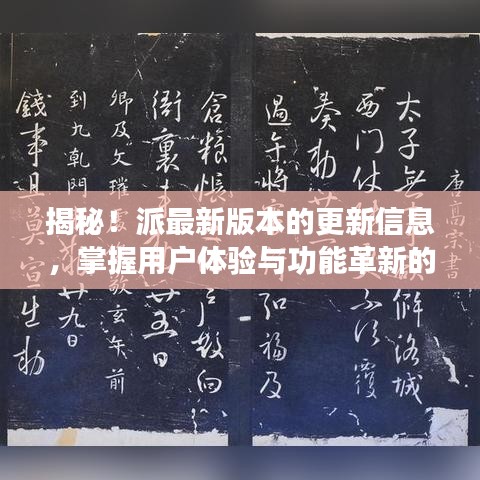 揭秘！派最新版本的更新信息，掌握用户体验与功能革新的关键！