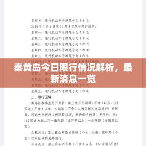 秦黄岛今日限行情况解析，最新消息一览