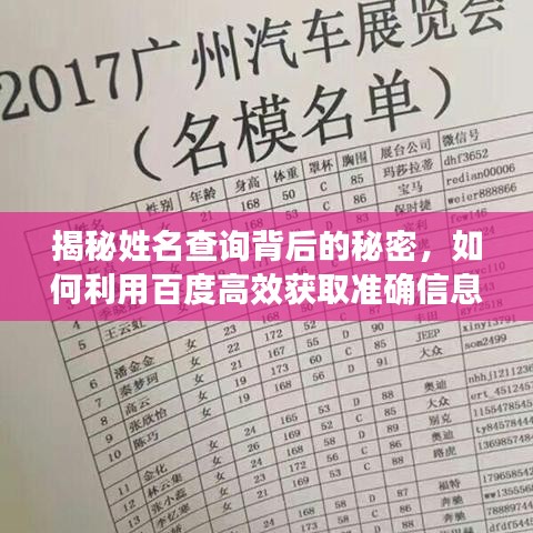 揭秘姓名查询背后的秘密，如何利用百度高效获取准确信息？